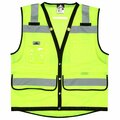Mcr Safety Garments, Vest, Lime, Class 2, Buttons, Mesh, Surveyor, L VSURVMLBL